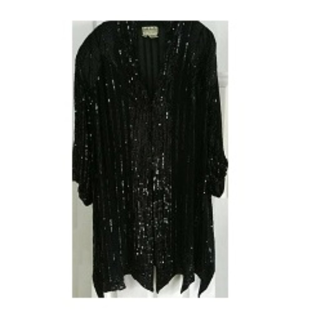 VINTAGE JUDITH ANN SEQUIN DUSTER OPERA COAT JACKET